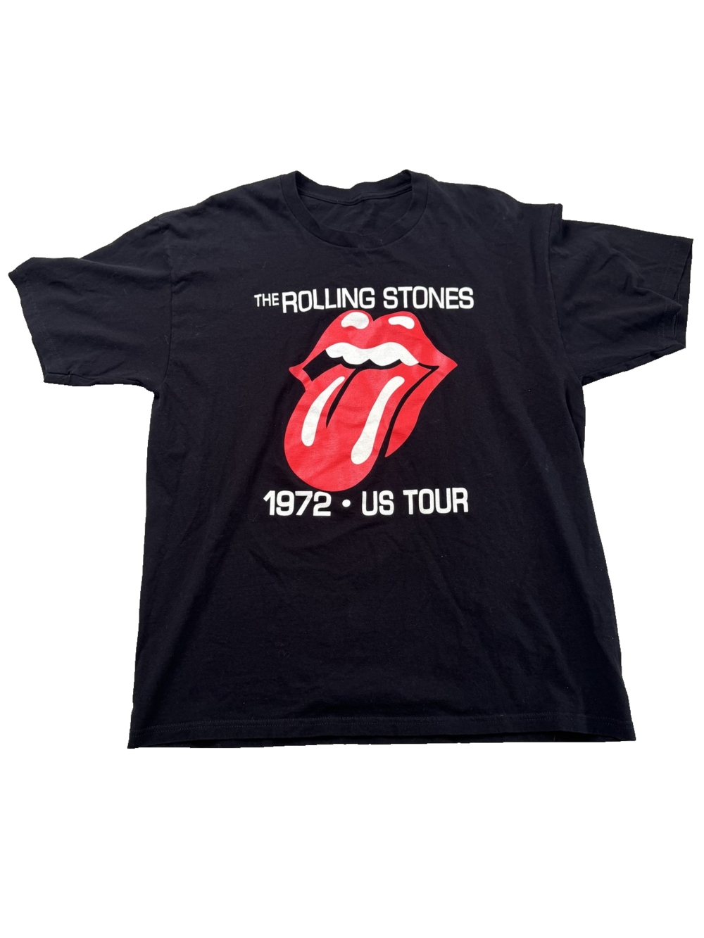 Rolling Stones Shirt Mens Large Black 1972 US Tour Rock Band Tee 70s
